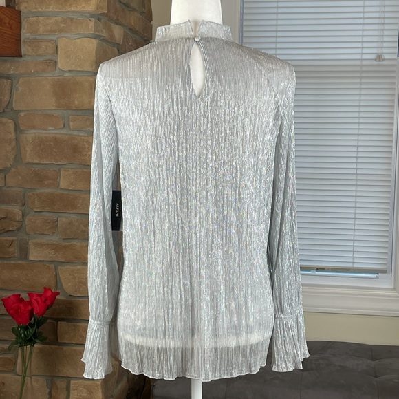 ALFANI ~ Metallic Ruffle-Neck Top ~ Silver ~ NWT! - Picture 6 of 8